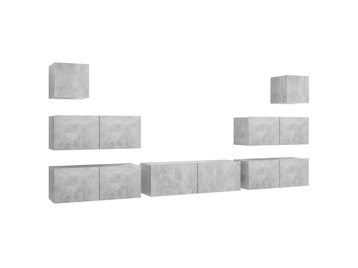 Tv Cabinet Set, Tv Cabinet Sets Vidaxl Cinzeto Madeira Processada (n/a)