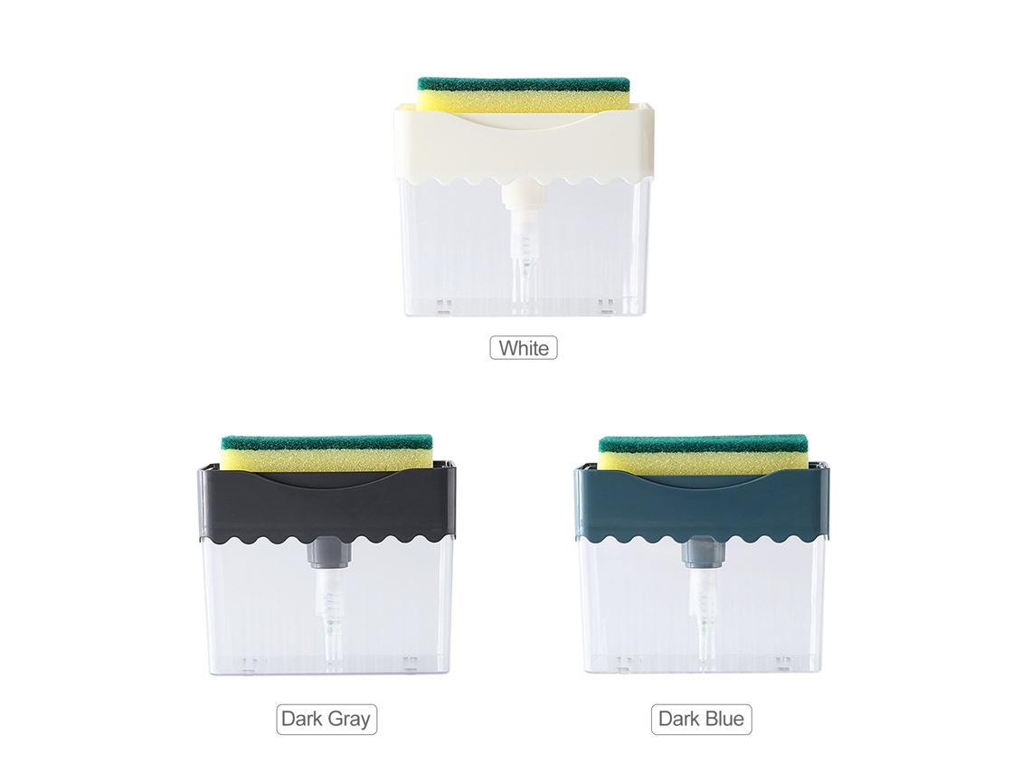 Dispenser de Sabão para Cozinha com suporte para esponja e bomba, ideal para louças | S/MARCA