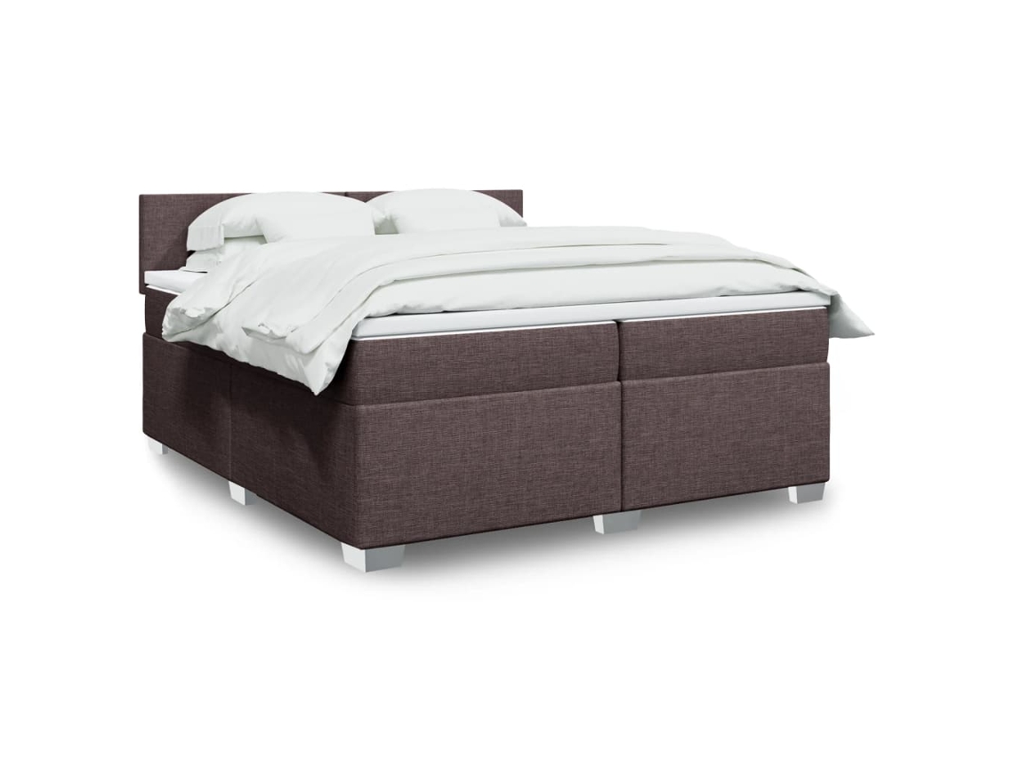 Vidaxl Cama Com Molas/colchão 200x200 Cm Tecido Castanho-escuro