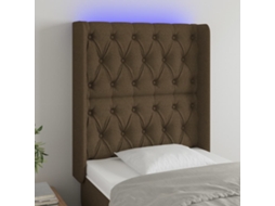 Vidaxl Cabeceira De Cama C/ Luzes Led Tecido 83x16x118/128 Cm Castanho