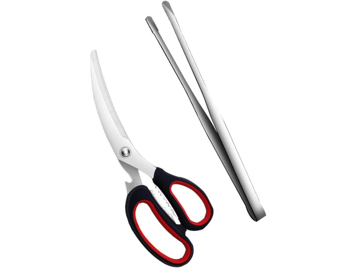 Pinças Para Churrasco Patkaw Em Aço Inoxidável 304, Conjunto De 2 Peças, Cabo Confortável E Antiderrapante, Cor