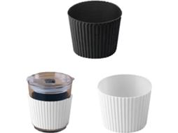 2 Peças de Base de Silicone para Copo Preto e Branco Resistente Ao Calor Antiderrapante Reutilizável Protetor para Garrafas de Vidro Cápsulas