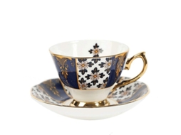 2026 juego Taza Té de Tarde Inglés Serie Jardín Real Porcelana Hueso Con Diseño Floral Y Borde Dorado