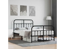 Vidaxl Estrutura De Cama Com Cabeceira E Pés 120x190 Cm Metal Preto