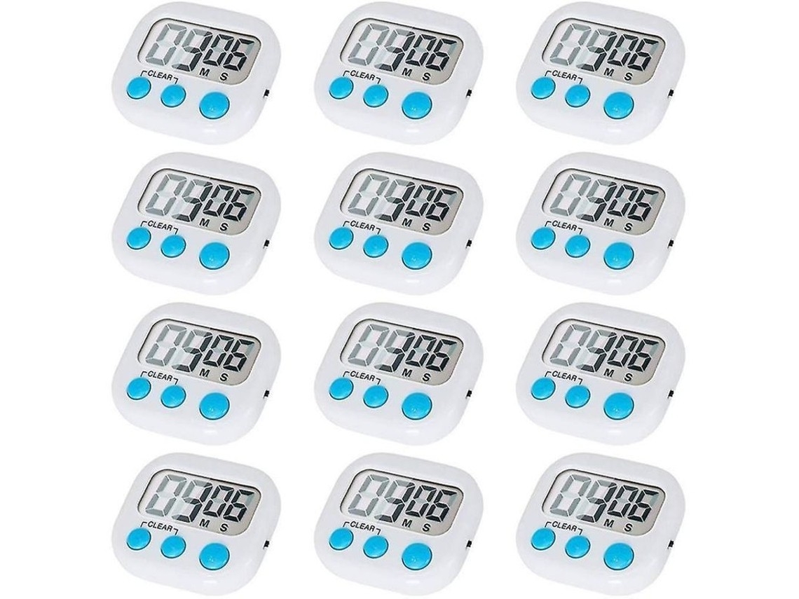 Digital Kitchen Timer With Switch, Audible Alarm, 12 Countdowns, Memory, Versatile Positioning.