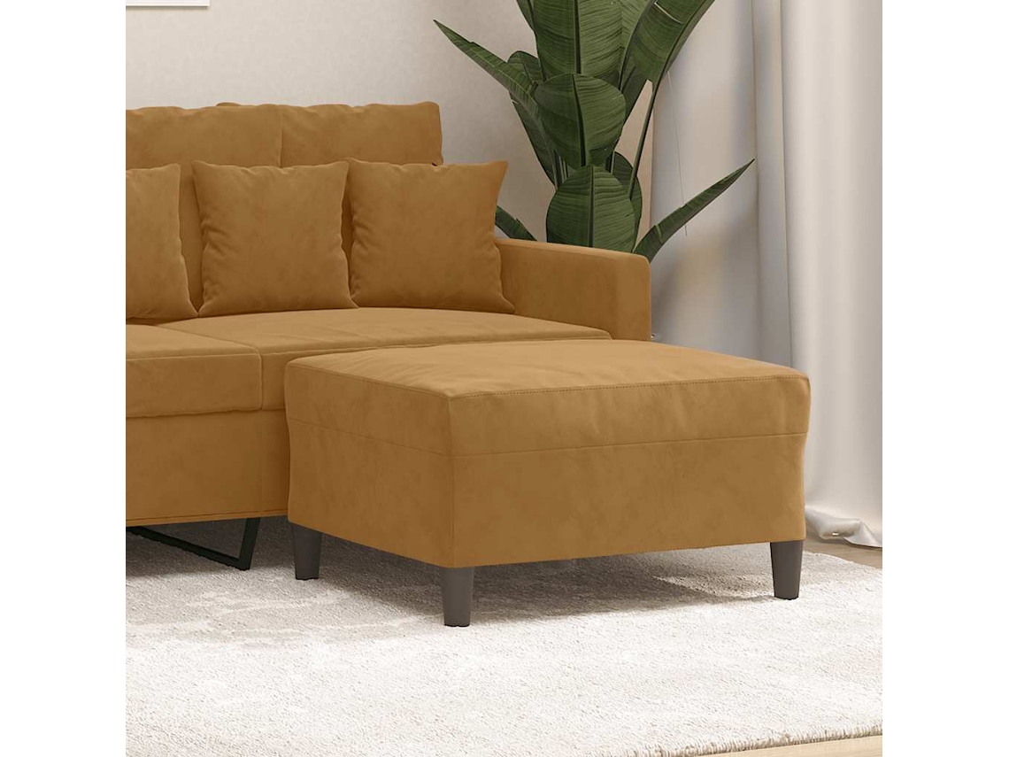 Vidaxl Apoio De Pés 70x55x41 Cm Veludo Castanho