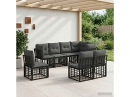 Vidaxl Conjunto De Sofás Para Exterior Preto Poliéster