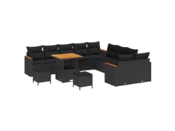 Conjunto 13 Sofá De Jardim Vidaxl Preto Vime Pe (80 X 80 X 71 Cm)