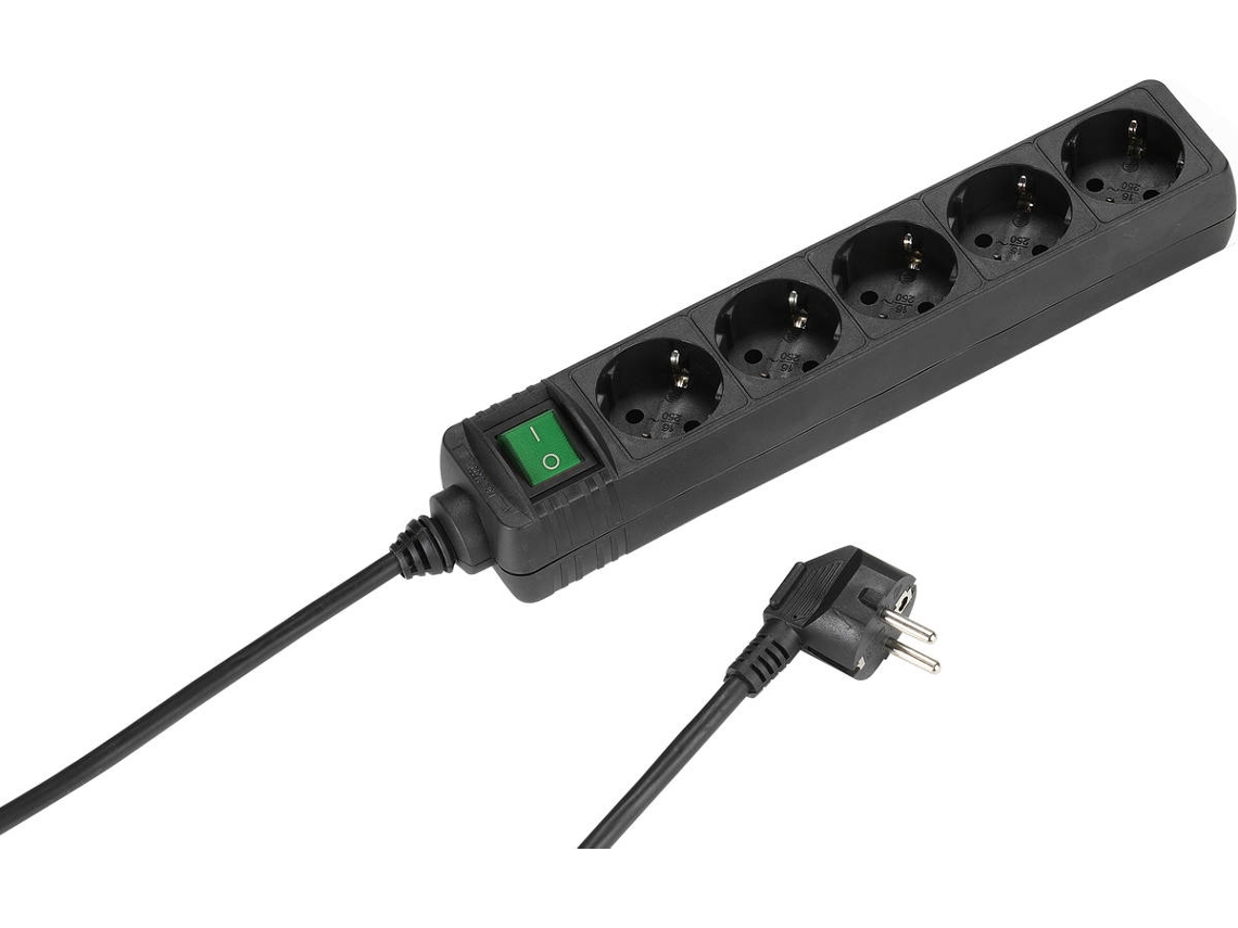 Extensão 5T VIVANCO Com Interruptor 1.4M (Preto)