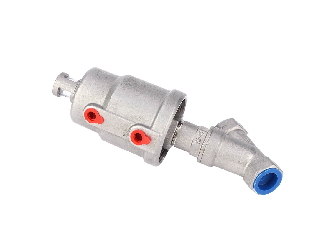 Válvula De Assento Angular Pneumática Em Aço Inox Da Laxiscreed Para Indústria E Automação