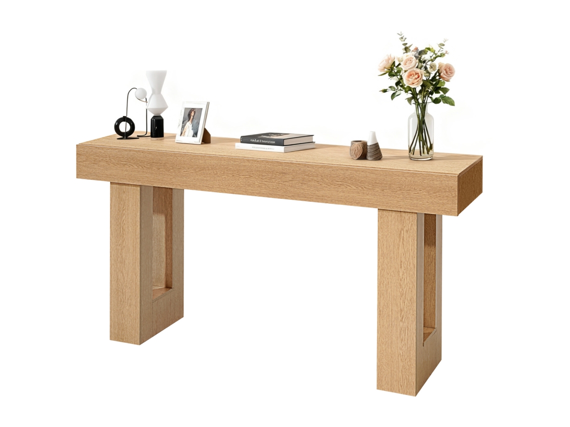 Mesa Consola Estilo Rústico Para Entrada Madeira Natural 160 X 35 X 85 Cm Vevor