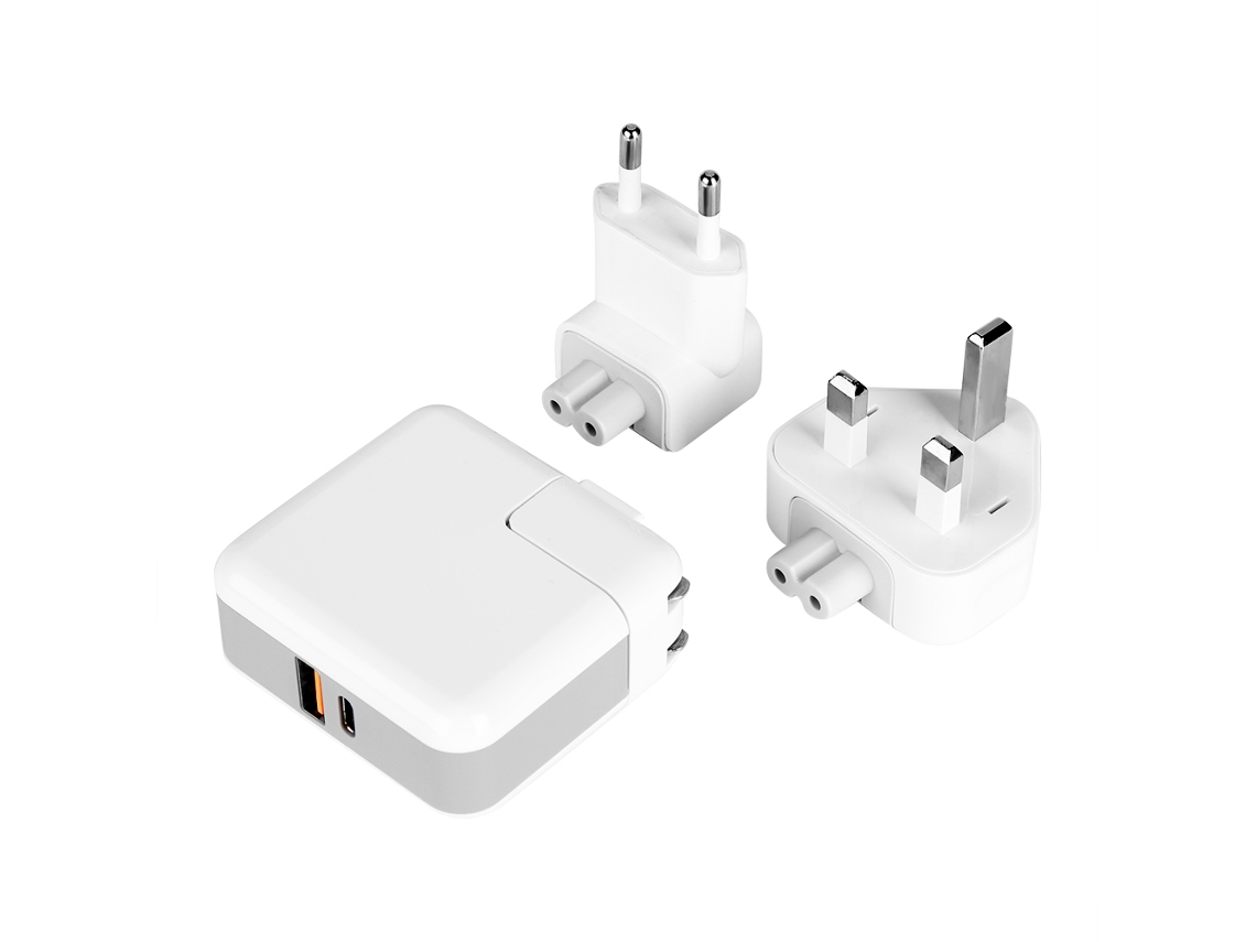 Carregador rápido PD com dois USB, adaptador Type C + PD Qc3.0 EOOCOO