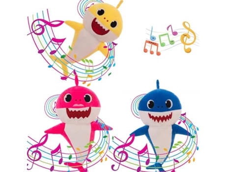 Peluche Bebé Tubarão Música Flash 20Cm Azul LUGA