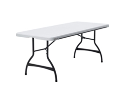 Mesa retangular com pés dobráveis efeito granito branco 182 x 76 x 74 cm