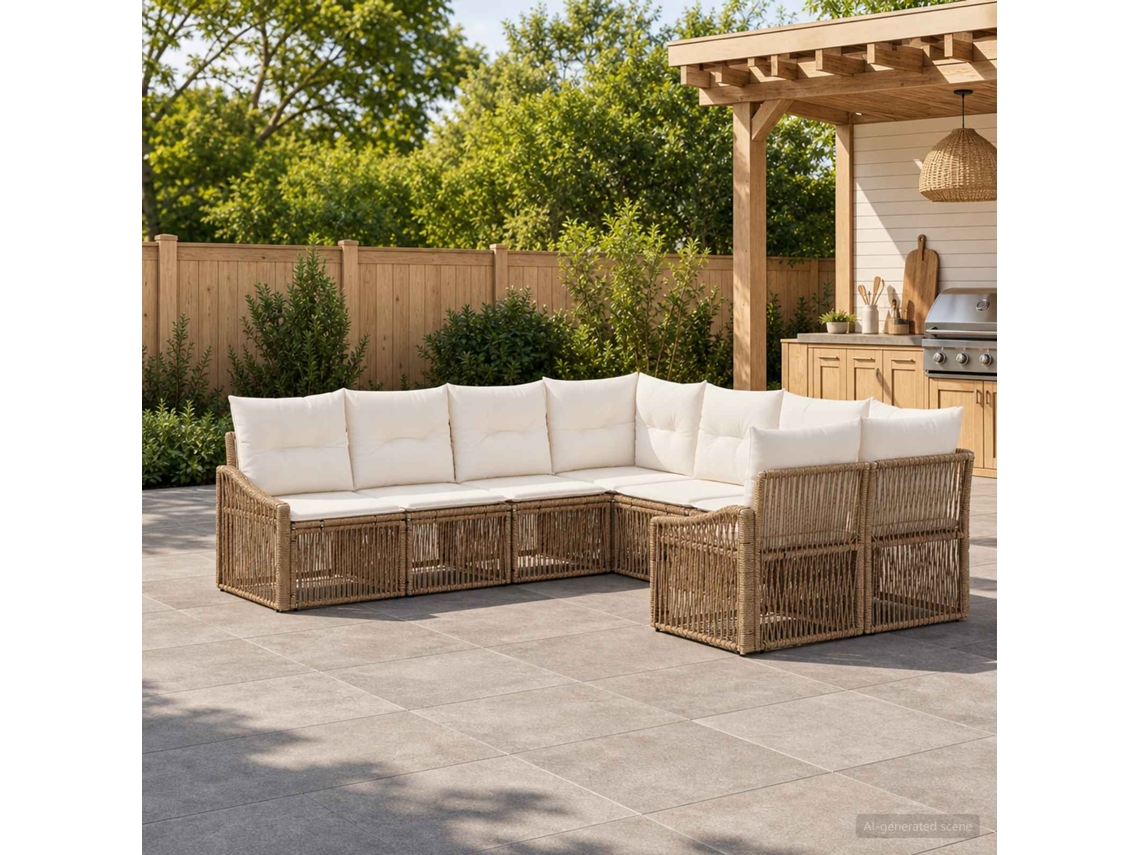 Vidaxl Conjunto De Sofá De Jardim 8 Unid. 8-número De Lugares Bege