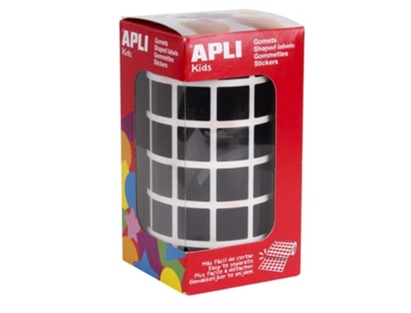 Autocolantes APLI em Rolo Quadrados Ø15Mm Preto