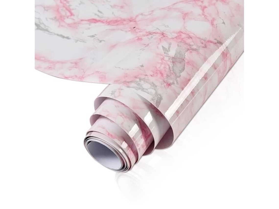 Película para janela, revestimento de parede adesivo de PVC com efeito mármore, papel de parede autoadesivo, à prova dágua e - mármore rosa claro-60c
