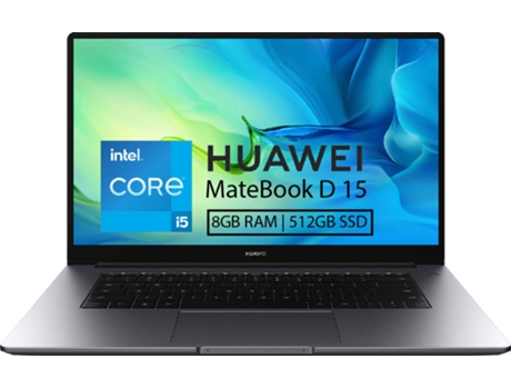 Portátil HUAWEI MateBook D15 BohrD-WDH9D (15.6'' - Intel Core i5-1135G7 - RAM: 8 GB - 512 GB SSD PCIe - Intel Iris Xe Graphics) — Windows 10 Home