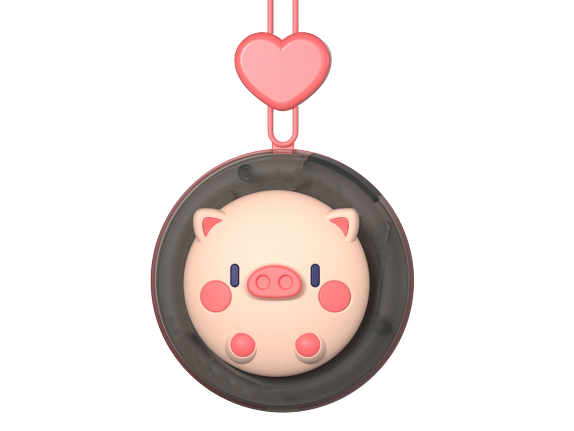Ventilador Colar Sem Lâmina Usb Recarregável 3 Níveis Rosa Porco