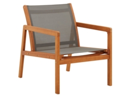 Cadeira Lounge De Jardim Eucalipto Maciço E Textilene Cinzento Dkd Home Decor