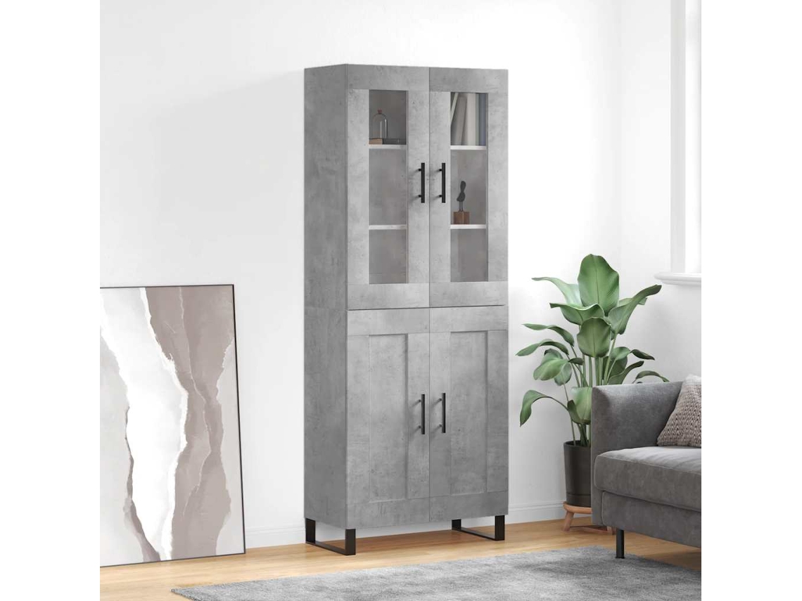 Vidaxl Armário Alto 69,5x34x180 Cm Derivados De Madeira Cinza Cimento