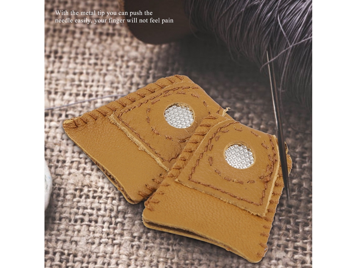 2pcs Small Size Leather Thimble Finger Sets (metal Tip, Hand Needlework Accessory) Eoocoo