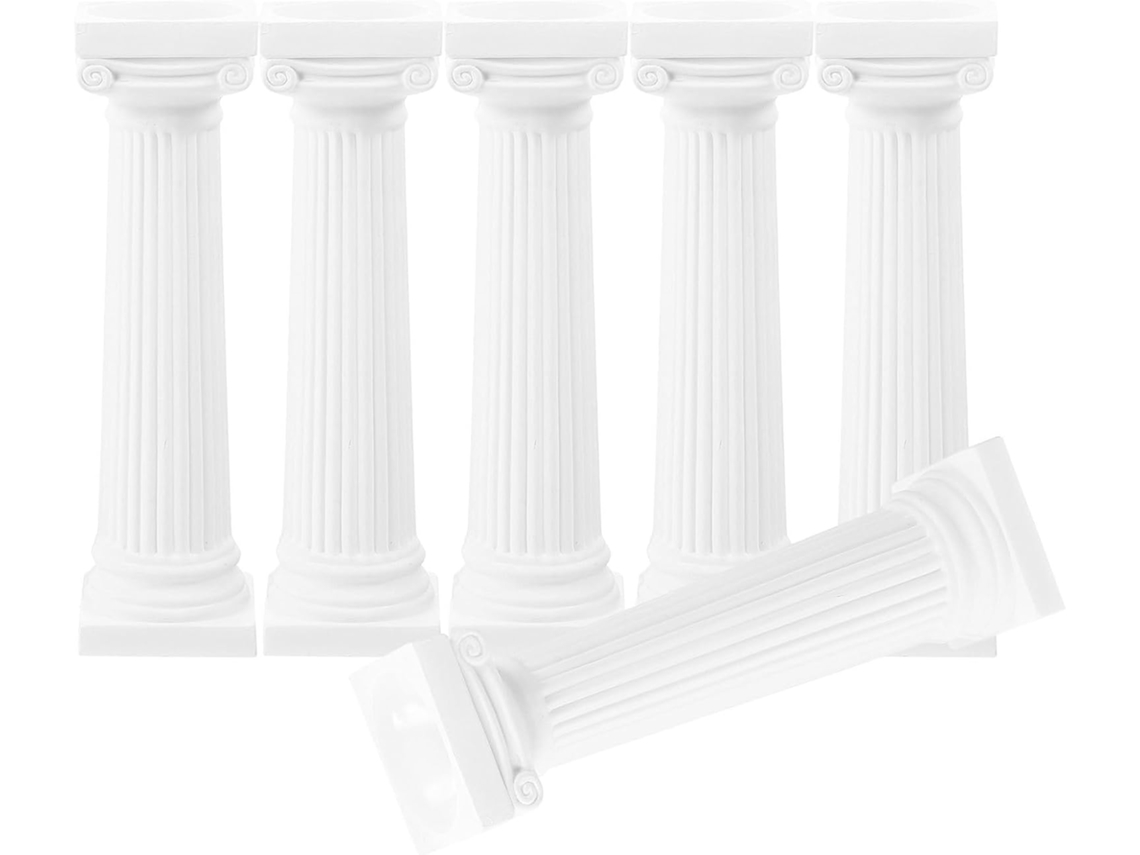 Conjunto 6 Colunas Romanas Brancas 114 45 Madeira Maciça Decoração Interiores Casamentos Escritórios Festas GOKOCO