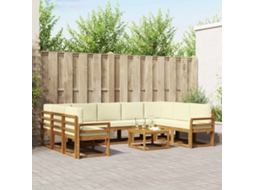 Vidaxl Conjunto De Sofás Para Exterior 10 Unid. Natural E Creme
