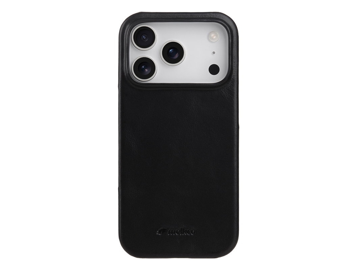 Capa Para Celular Melkco Para Iphone 17 Pro Max Em Couro Genuíno E Policarbonato - Preta