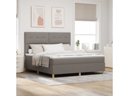 Vidaxl Cama Box com Cabeceira Cinzento acastanhado 180 X 200 Cm Tecido