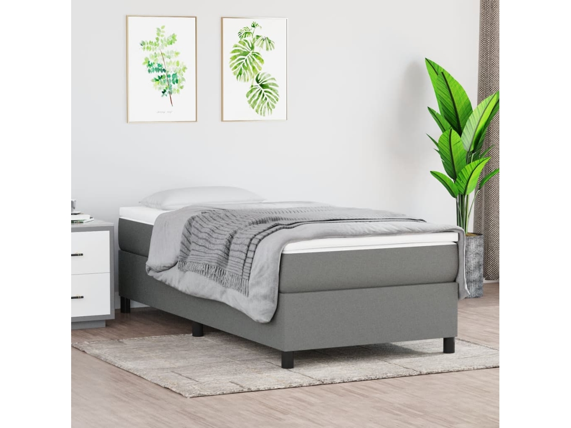 Vidaxl Estrutura De Cama Com Molas 100x200 Cm Tecido Cinzento-escuro