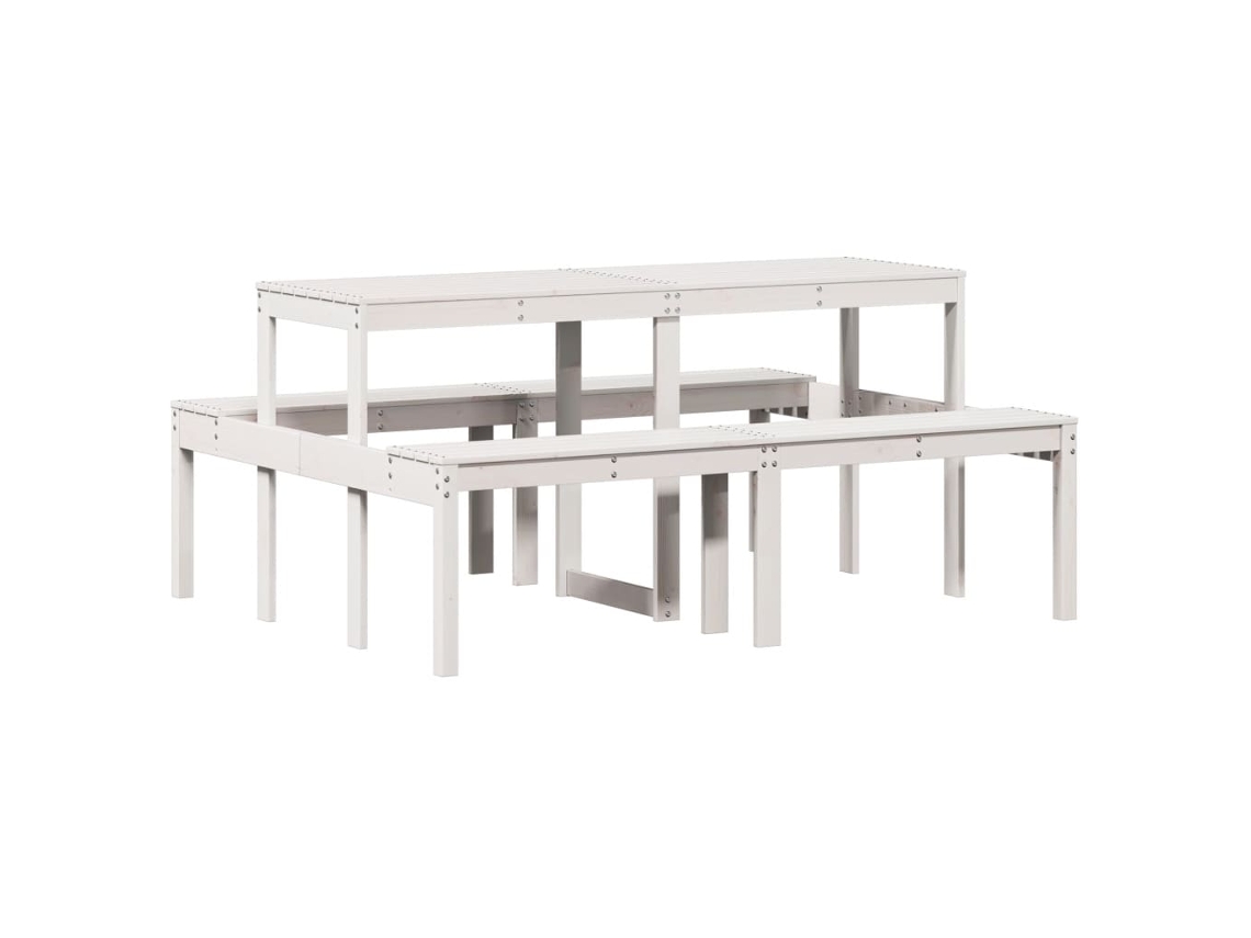 Picnic Table, Picnic Tables Vidaxl Branco Madeira De Pinho (160 X 134 X 75 Cm)