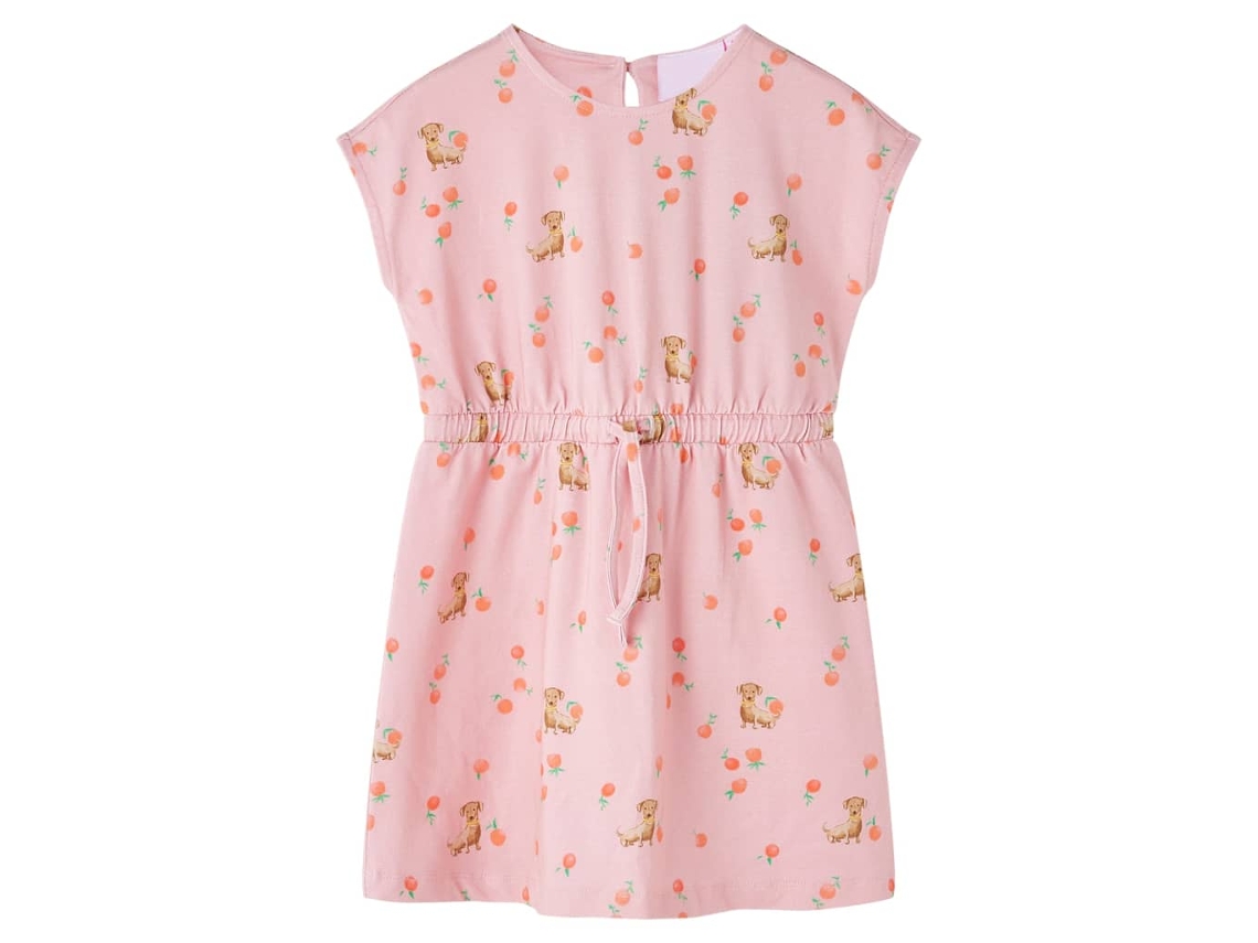 Vestido Para Criança Com Cordão Laranja-claro 116