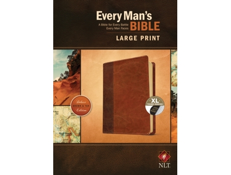 Livro nlt every man's bible, large print, brown/tan, indexed de notes by stephen arterburn , notes by dean merrill (inglês)