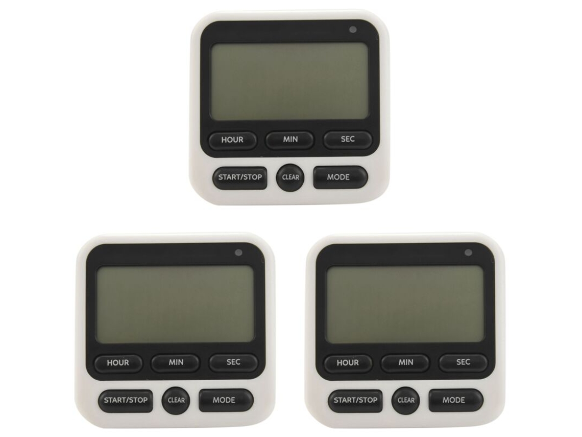 Temporizador De Cozinha Digital 3x Com Botão Liga/desliga Para Despertador, Alarme De 12 Horas E Despertador Slowmoose