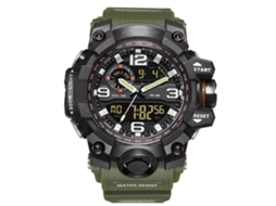 Relógio esportivo masculino com bisel digital luminoso e pulseira de plástico à prova d'água.