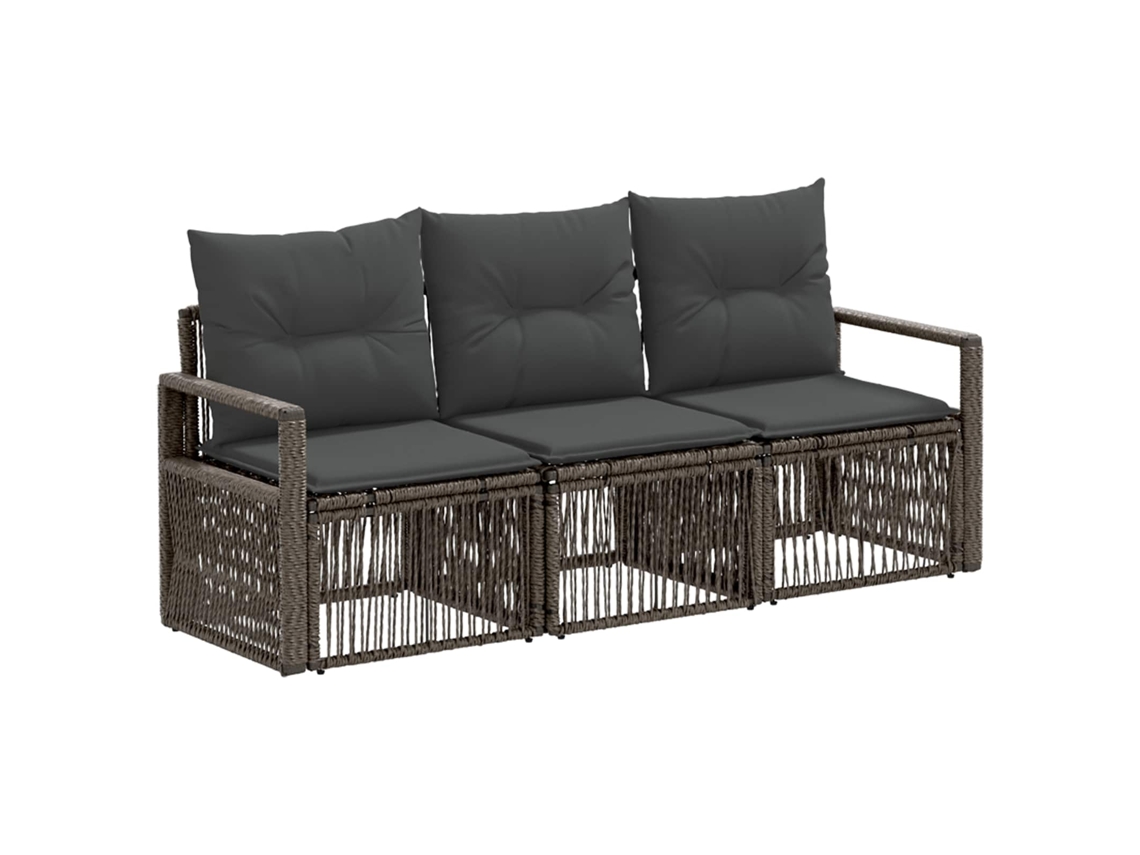 Vidaxl Conjunto De Sofá De Jardim 3 Pcs Cinzento Vime Pe
