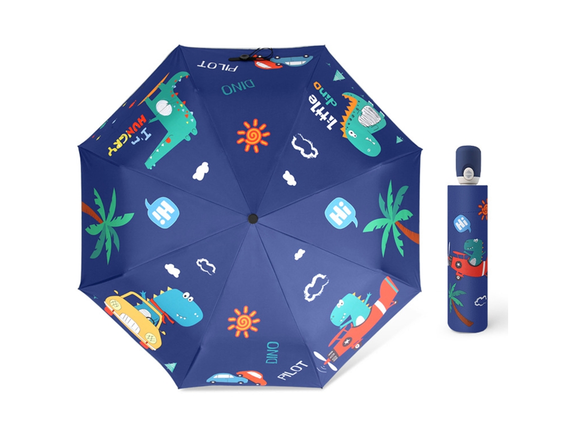 Guarda chuva Automático UV Proof 8 Barras Resistente ao Vento Compacto Preto com Listra Reflexiva | S/MARCA