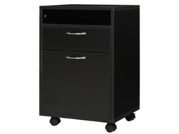 Pedestal Mesa Armazenamento Rodas Gaveta Nicho MDF Preto S/MARCA