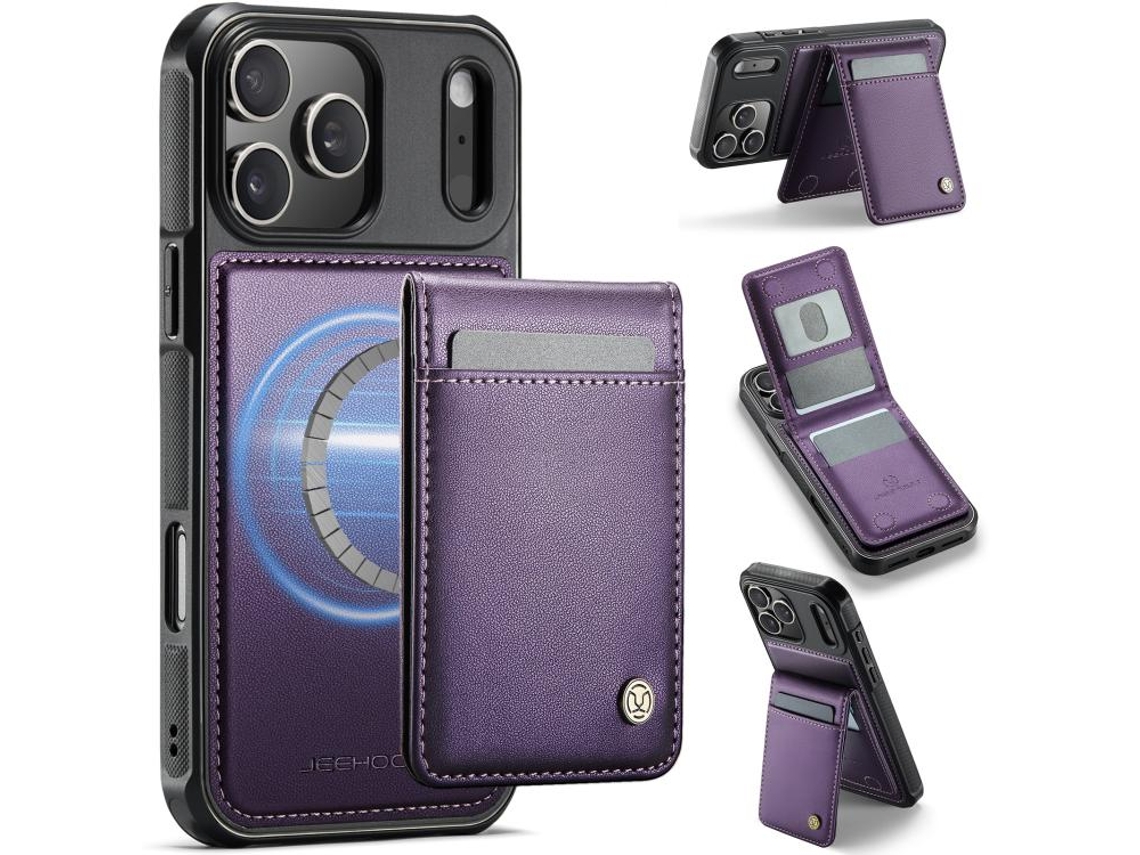 Capa Para Iphone 17 Pro Max Jeehood Estilo Britânico Com Rfid E Magsafe Em Pu