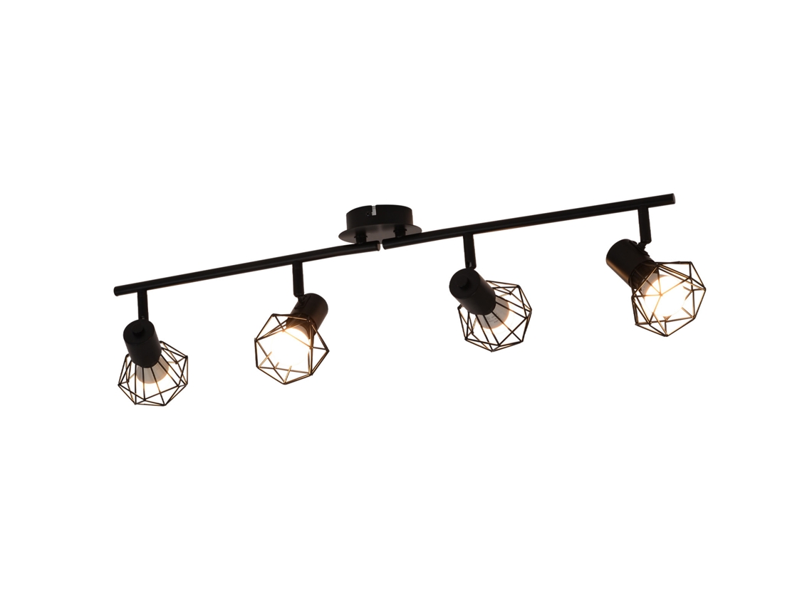 Nettlife 4 Focos De Teto Preto Vintage Retrô E14 Industrial Giratório 350 ° De Metal Interno Para Sala De Estar, Quarto Infantil, Cozinha