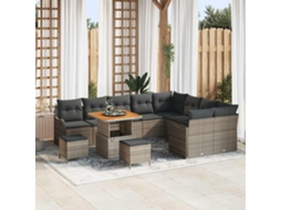 Vidaxl Conjunto De Sofá De Jardim Com Almofada 12 Pcs Cinzeto
