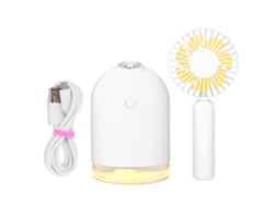 Mini Usb Air Humidifier With Detachable Fan And Night Light White