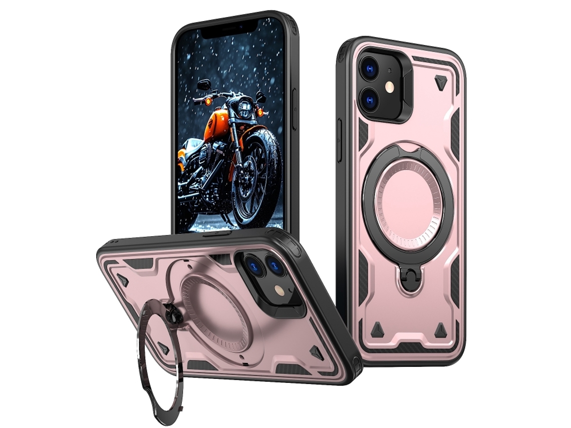 Capa Armor Híbrida Pc Tpu Para Iphone 12 - Suporte De Anel Magsafe