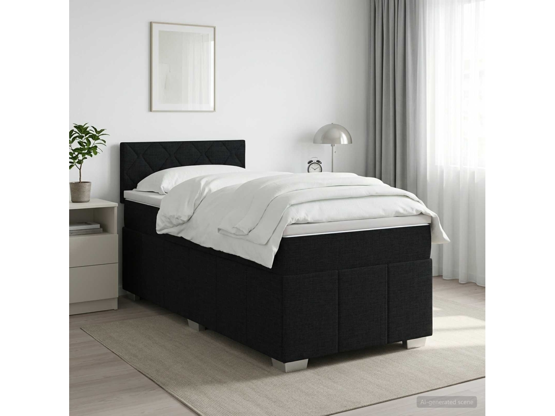 Vidaxl Cama Box Spring Com Colchão Preto 80 X 200 Cm Tecido