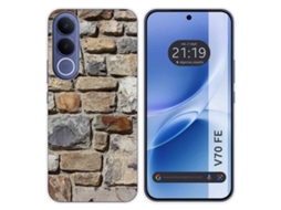 Capa Tumundosmartphone De Silicone Para Vivo V70 Fe Com Estampa De Tijolos 3 Desenhos