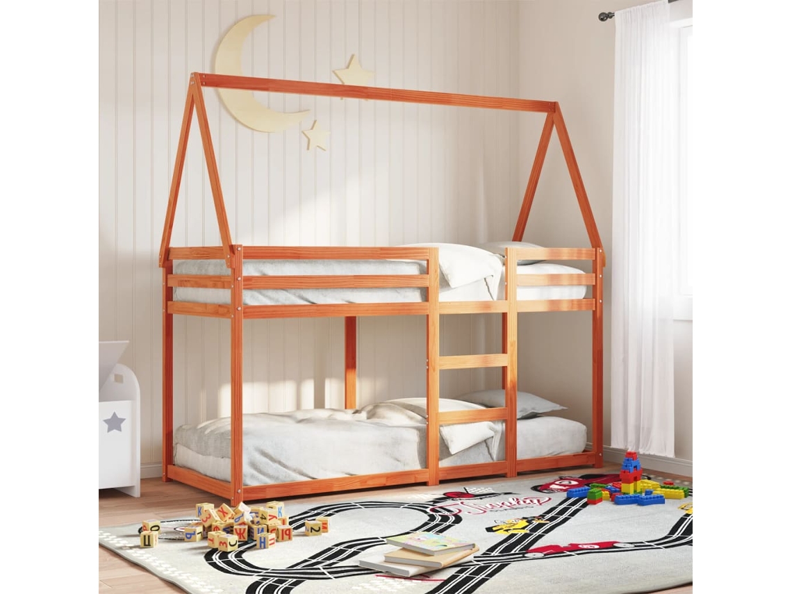 Vidaxl Beliche Com Telhado 90x190 Cm Pinho Maciço Castanho-mel