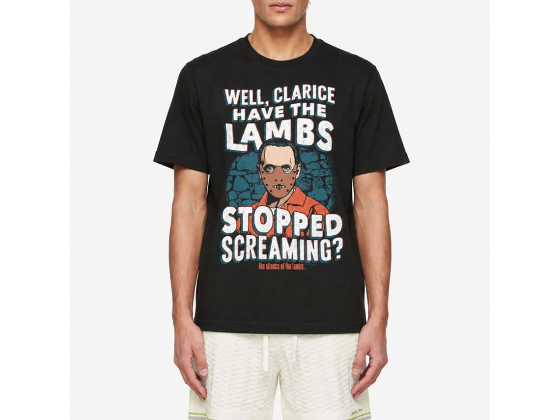 Rockinstone Silence Of The Lambs Movie Wavy Lambs Text Black Adult T-shirt Size:l