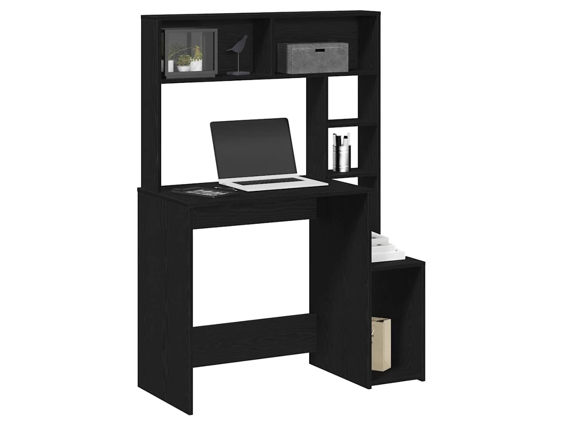 Vidaxl Secretária C/ Prateleiras 100x45x140 Cm Derivados Madeira Preto