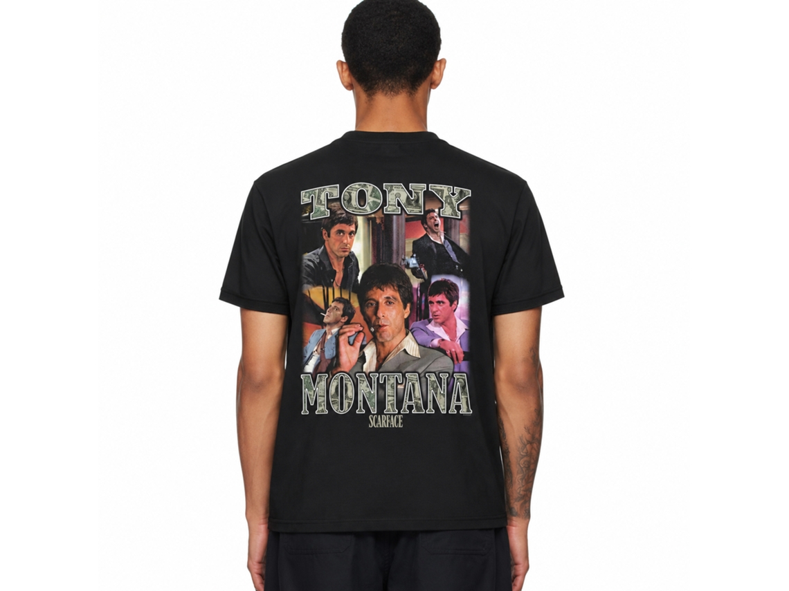 Rockinstone Scarface Movie Collage 2 Black Adult T-shirt Size:l